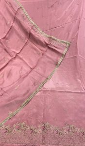 Crape Fabric Onion Pink  Handwork Lovely Suit