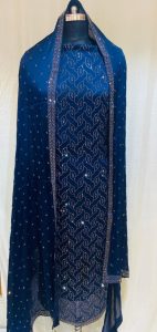 Chinnon Fabric Navy Blue Colour party wear suit