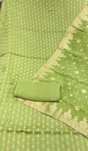 Banarasi Fabric Girlish Look  Mehandi Colour Lovely Suit