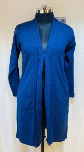 Blue colour woollen fabric shrug