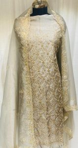 Tissue Shimmer Fabric Grey Colour Attractive Party Wear Suit