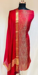 Pure Banarasi  Shimmer Fabric Mehroon Colour Party Wear Suit