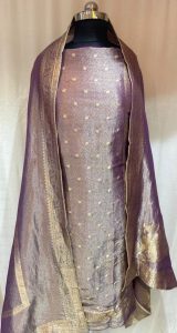 Purple Colour Banarasi Silk Fabric Party Wear Suit