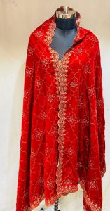 Velvet Fabric Elegant Red Colour Stole