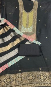 Khadi Fabric Black Colour Designer Suit