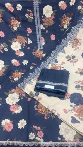 Woolen Fabric Blue Colour Printed Work Casual Wear Suit