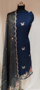 Organza Fabric Navy Blue Colour party wear suit