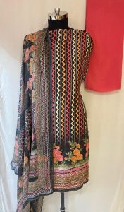 Masleen fabric Black colour Casual Wear Suit