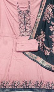 Woolen Fabric onion colour Thread work Casual Wear  Suit