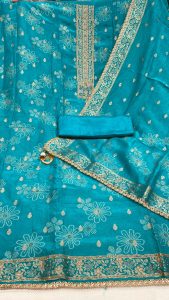 Banarasi Shimmer Firozi Colour Designer Party Wear Suit