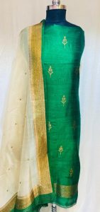 Pure Silk Green Colour Lovely Party Wear Suit