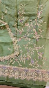 Tissue Organza Mehndi  Colour Party wear Suit