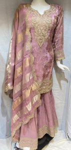 Shimmer Fabric Readymade Onion Pink  Colour Sharara Suit