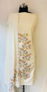 cotton Fabric Offwhite  Colour Casual Wear Suit