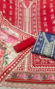 Masleen Fabric Red Colour Lovely Casual Wear Suit