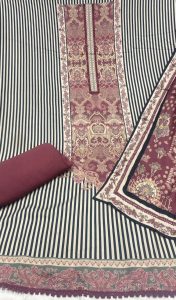 Woolen Fabric Dark Onion  Printed Work Casual Wear Suit