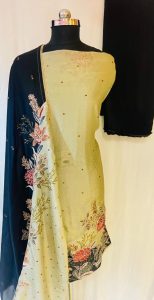 Crape Fabric Pista Colour Party Wear Suit