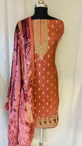 Banarasi Butti  Fabric Onion Colour Party Wear Suit