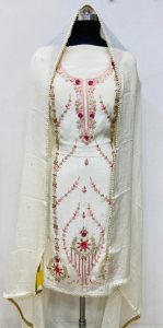 crape  Fabric Offwhite Colour Party Wear Suit