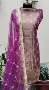 Shimmer Fabric Purple Colour Hand work Party Wear Suit