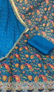 Banarasi Shimmer Firozi Colour Party Wear Suit