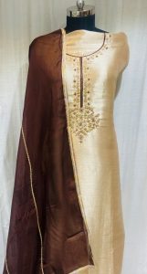 Simple Elegant Look  Brocade Shimmer Contrast Suit