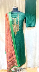 Woolen Fabric Dark Green Colour Casual Wear Suit