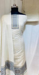 Cream Unstitched Winter Woollen Suit