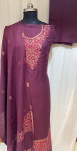 Wine Colour Unstitched Winter Woollen Suit