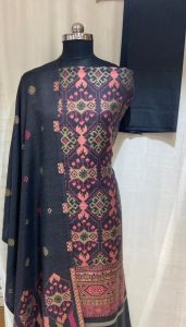 Black  Colour  Unstitched Winter Woollen  Suit