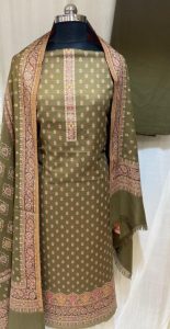 Mehendi  Colour Unstitched Winter Woollen Suit