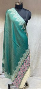 Woollen Fabric Till Green Colour Lovely Shawal