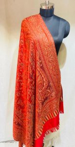 Mehroon Colour Woollen Fabric Shawl