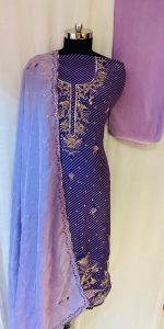 Crape Fabric Purple Colour party wear suit