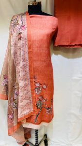 Woolen Fabric Gajari Colour Casual Wear Suit