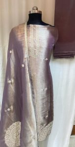 Shimmer Fabric Girlish Look Lavender Colour Party Wear Suit