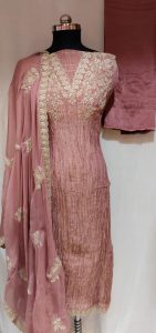 Crush Shimmer Fabric Onion colour Party Wear Suit