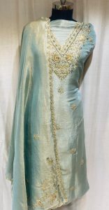 Shimmer Fabric Sky Colour Boutique Piece Party wear Suit
