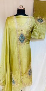 Shimmer Fabric Pista Colour Lovely  Party Wear Suit