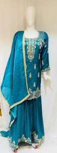 Tissue  Shimmer Morpankhiya Readymade Handwork  Sharara Suit