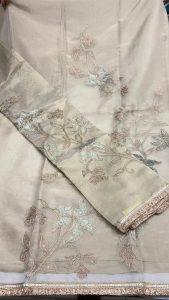 Shimmer Organza Fabric Gotta Patti  Work Golden Colour Suit