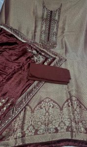 Shimmer Velvet Fabric Copper Fabric Designer Suit
