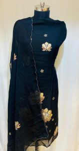 Organza Fabric Black Colour Party Wear Suit