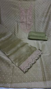 Shimmer Fabric Mehandi Colour Party Wear Suit