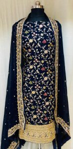 Georgette Fabric Navy Blue Lovely  Hand Work Party  Wear Suit