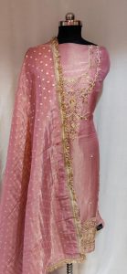 Shimmer Fabric  Onion Colour Attractive  Party  Wear Suit