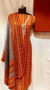 Woolen Fabric Rust Colour Casual Wear Suit