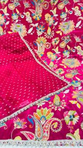 Chinon Fabric Hot Pink Colour Degital Print Suit