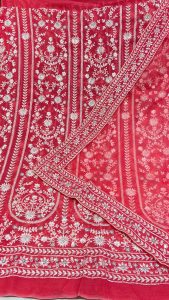 Elegant Thread Work Georgette Fabric Gajari Colour  Suit