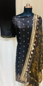 Silk Fabric Black Colour Party Wear Suit